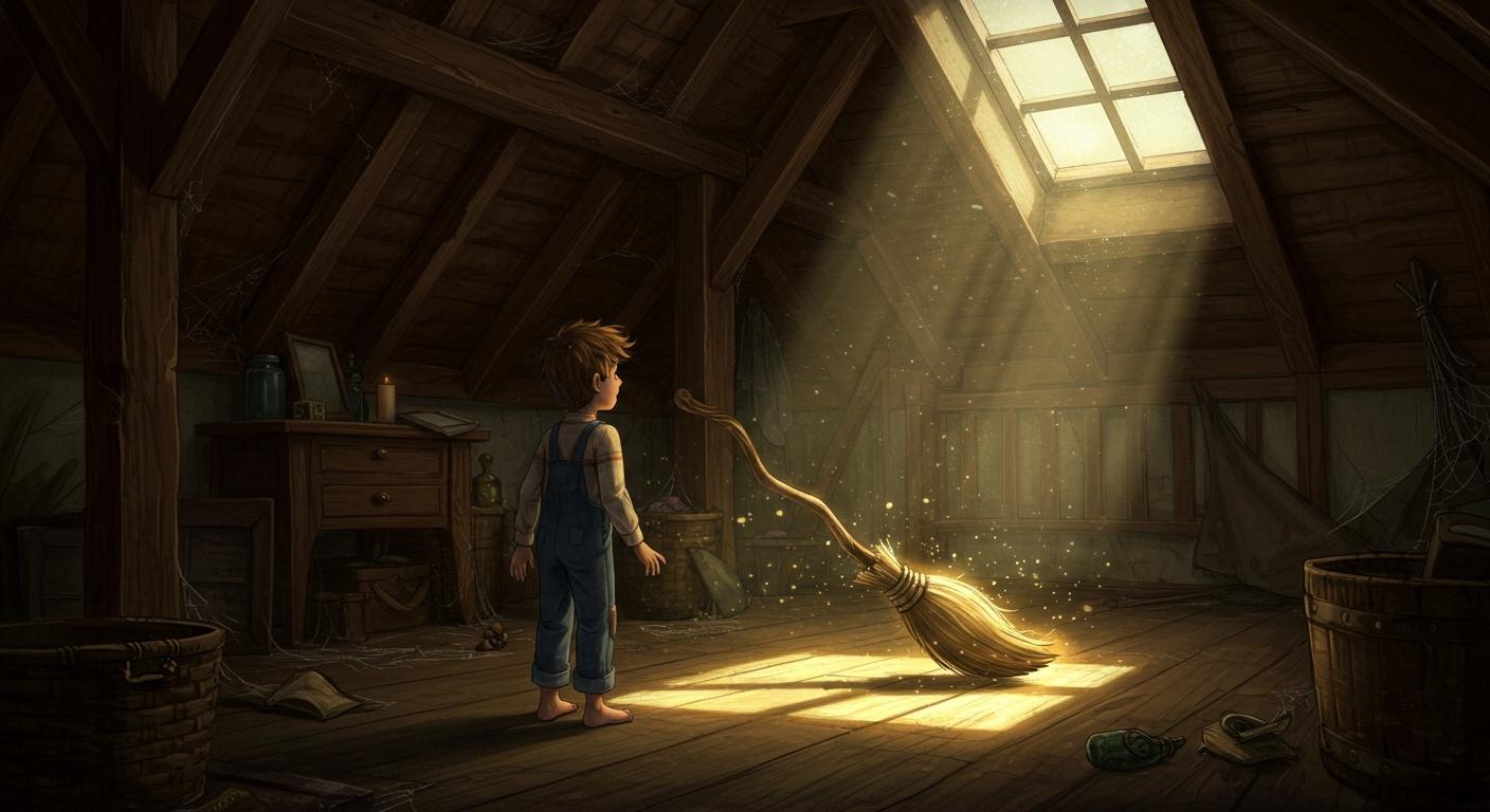 빗자루를 얻게 된 소년