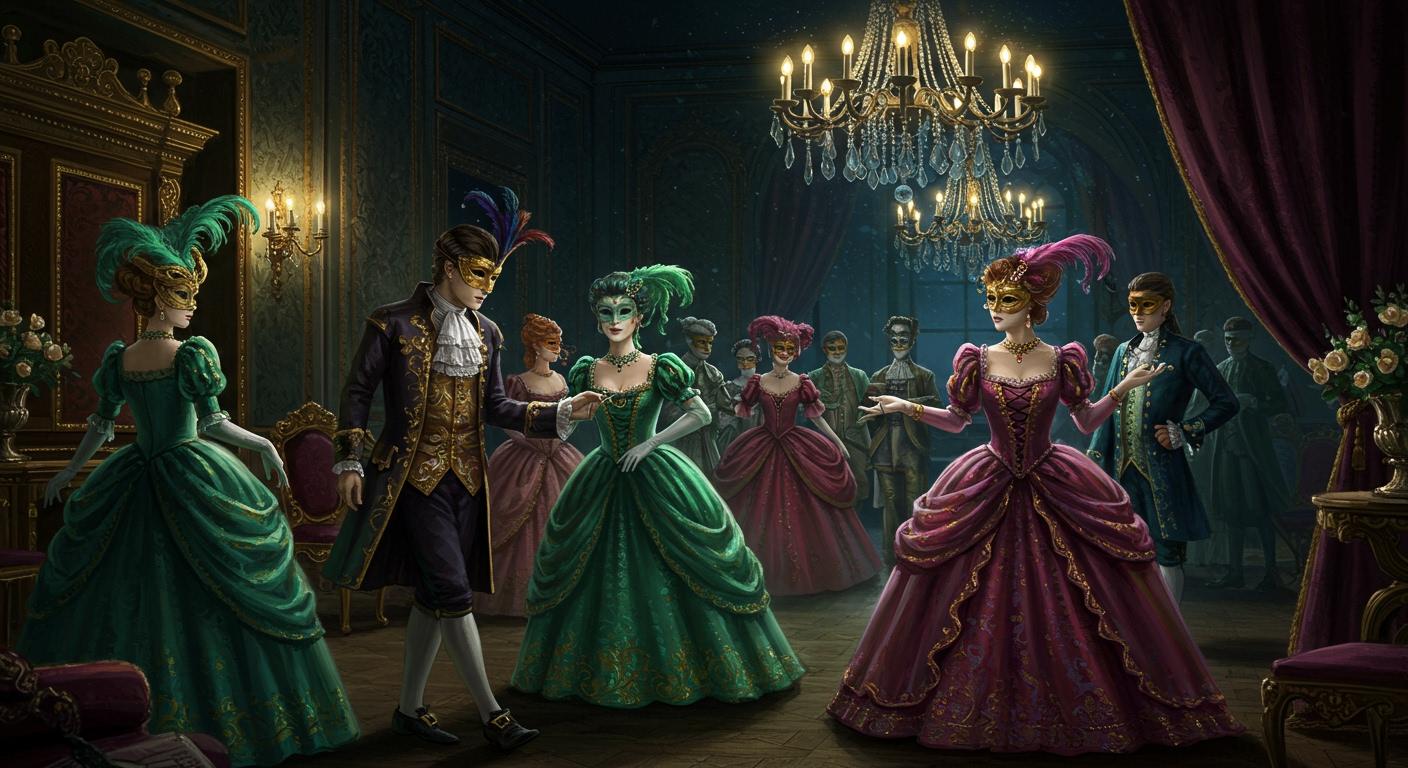 가면 속의 만남과 비밀스러운 속삭임