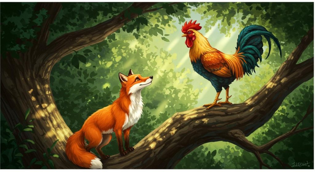 수탉과 여우 – 속임수에 쉽게 속지 마라