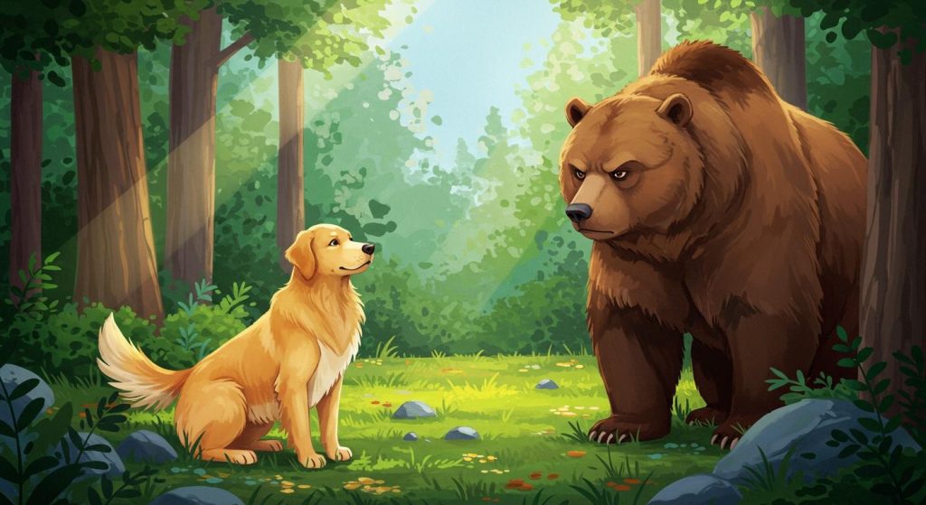 강아지와 곰 – 지나친 자랑은 화를 부른다