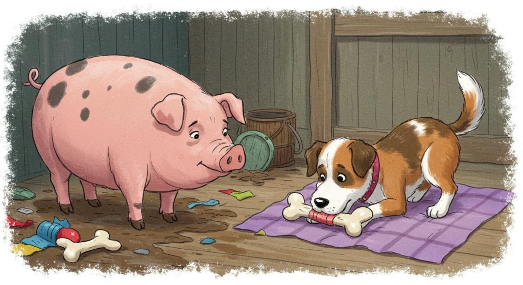 돼지와 개 – 자기가 가진 것을 소중히 여겨라