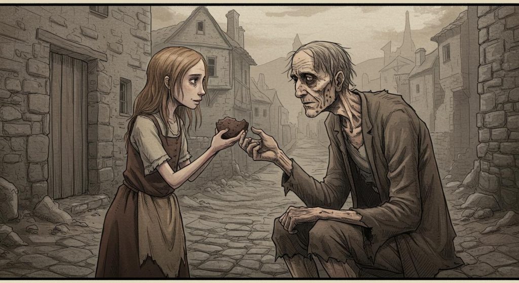 배고픈 자를 위해 빵을 나눈 소년 – 나눔의 가치