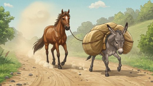 말과 당나귀 – 짐을 나눠야 한다