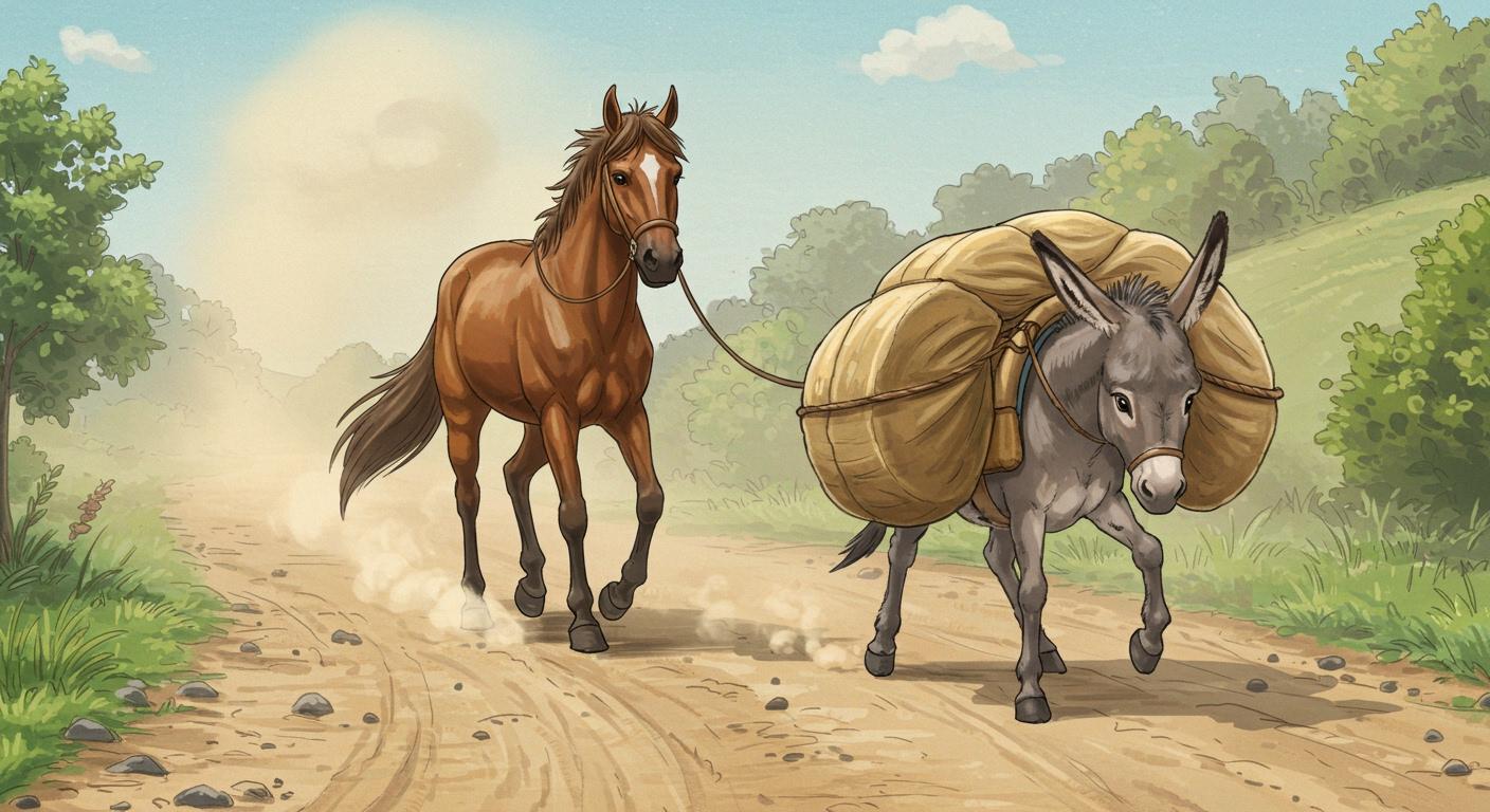 말과 당나귀 – 짐을 나눠야 한다