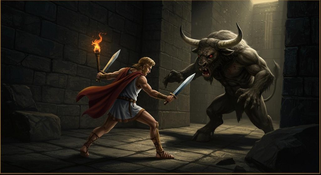 테세우스와 미노타우로스 – 미궁을 탈출한 용기