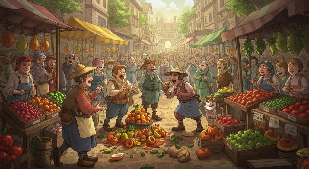 시장에서 벌어진 해프닝 – 유머로 해결된 싸움