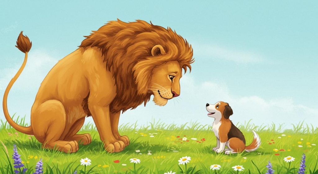 사자와 강아지 – 겸손을 배워라