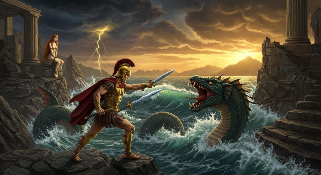 페르세우스와 안드로메다 – 바다 괴물과의 싸움