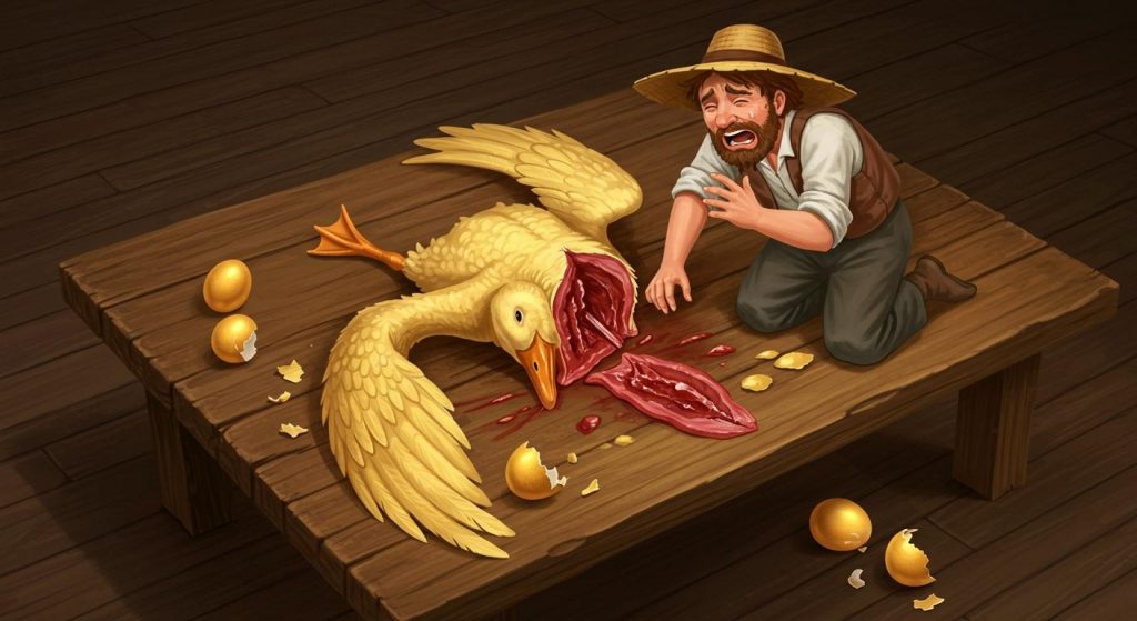 황금알을 낳는 거위 – 욕심이 화를 부른다