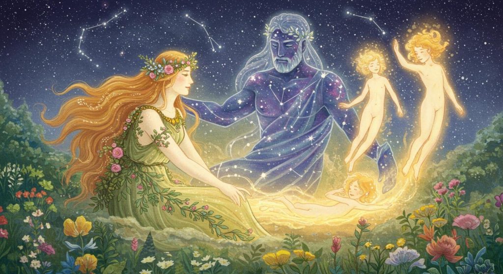 가이아와 우라노스의 결혼, 그리고 티탄족의 탄생