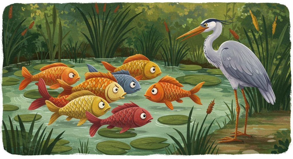 물고기와 황새 – 지혜가 필요한 상황