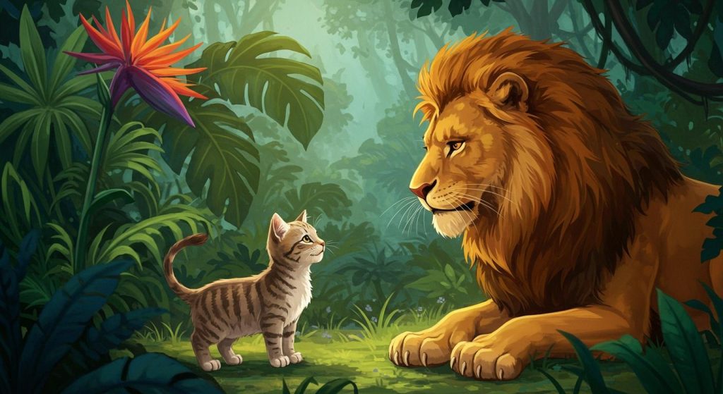 사자와 고양이 – 겉모습만 보고 판단하지 마라