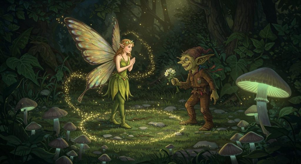 산의 요정과 도깨비 - 요정과 도깨비의 우스운 만남