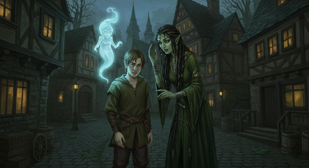 도깨비불이 시내에 있다고 늪의 마녀가 말했다 - 도깨비불과 마녀의 이야기.