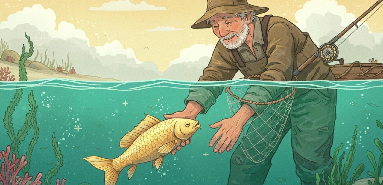 황금 물고기 - 소원을 들어주는 물고기를 만난 어부