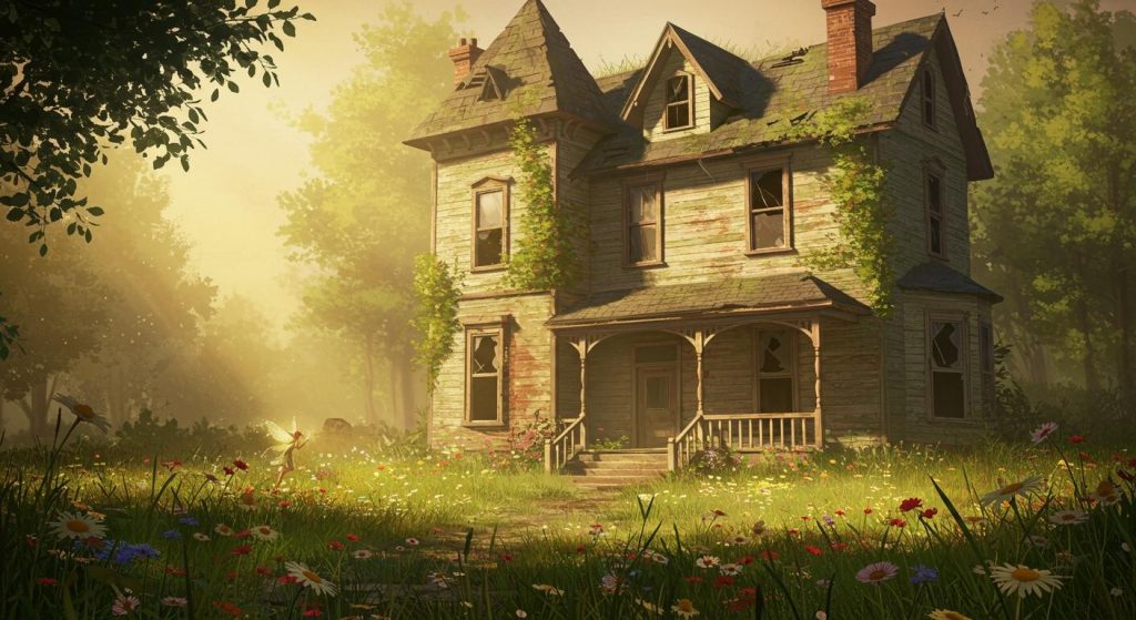 낡은 집 - 집이 과거를 회상.