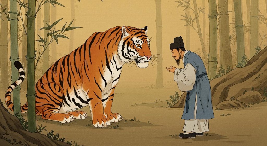 호랑이와 선비 - 호랑이와의 만남 속 용기