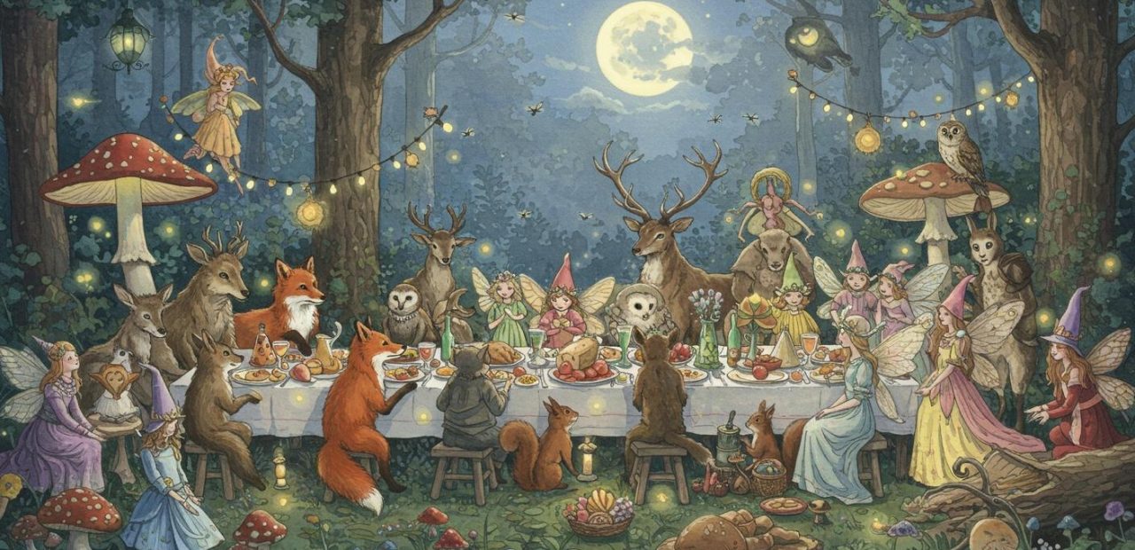 달빛 아래의 연회 - 숲속 동물과 요정의 기적 연회