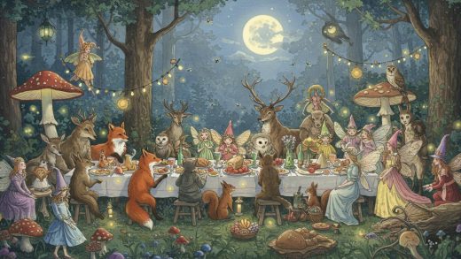 달빛 아래의 연회 - 숲속 동물과 요정의 기적 연회