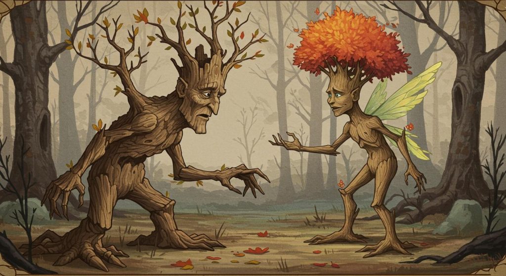 나무 요정 - 나무 요정의 갈등.