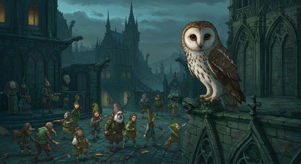 탑 위의 올빼미 - 지혜로운 올빼미의 인간 어리석음 지적