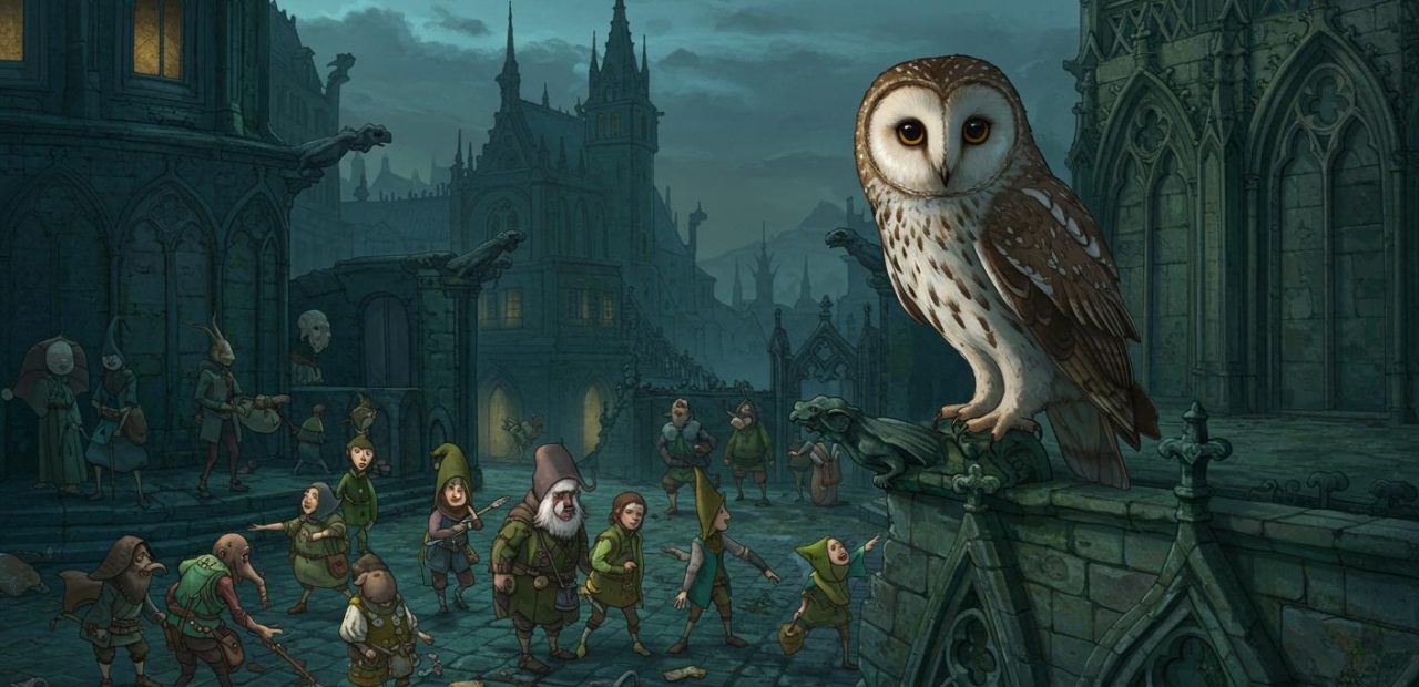 탑 위의 올빼미 - 지혜로운 올빼미의 인간 어리석음 지적