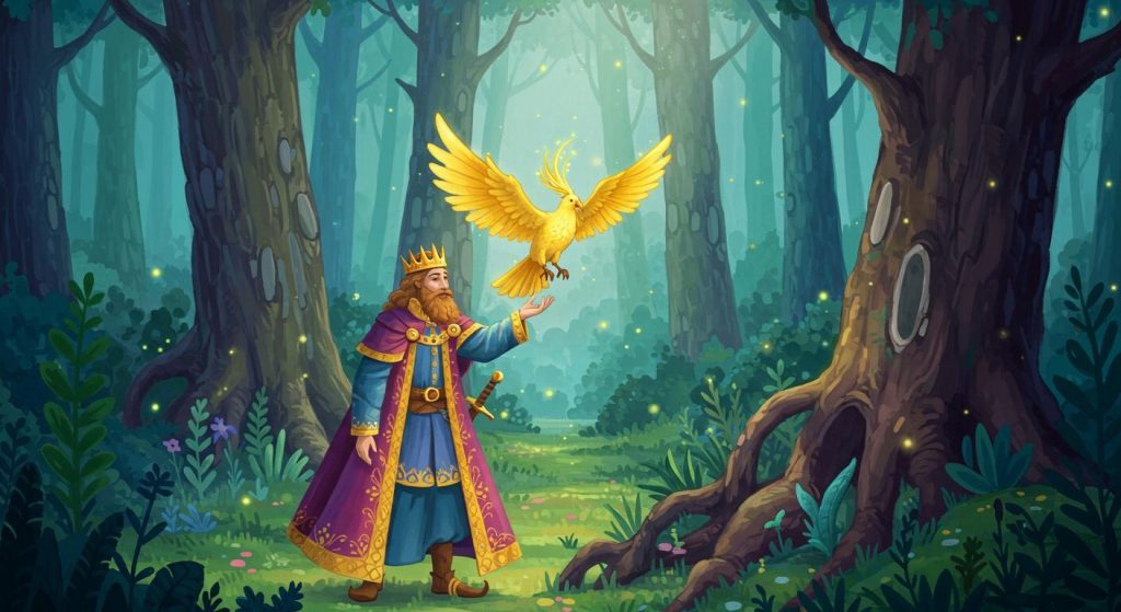 황금 깃털의 새 - 왕이 특별한 새를 잡으려 함