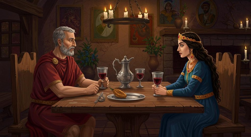 20. 유비와 조조의 술자리 – 조조와 유비가 정치적 본심을 떠보는 장면.