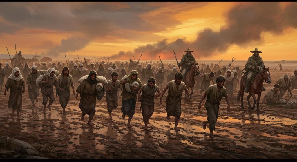 18. 장판에서의 패주 – 유비가 조조의 추격에 도망치며 민중 대이동.