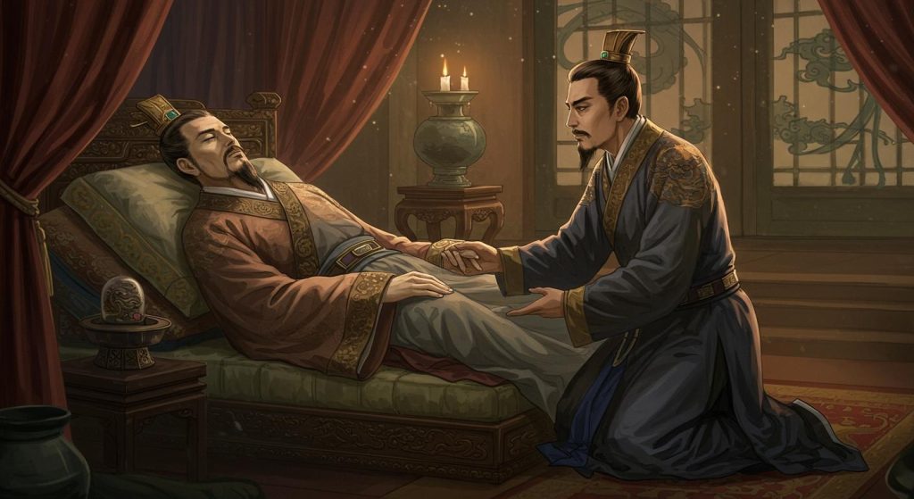 50. 제갈량의 충의 – 임종 자리에서 유비가 제갈량에게 어린 아들 맡김.