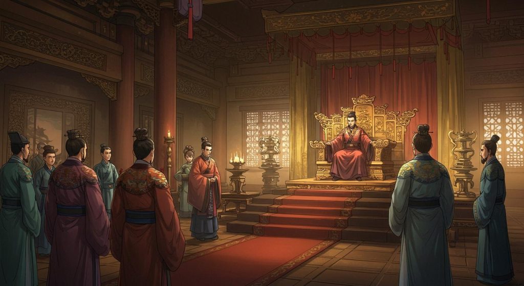 51. 유선의 즉위 – 유비의 아들 유선이 촉나라 황제에 오름.